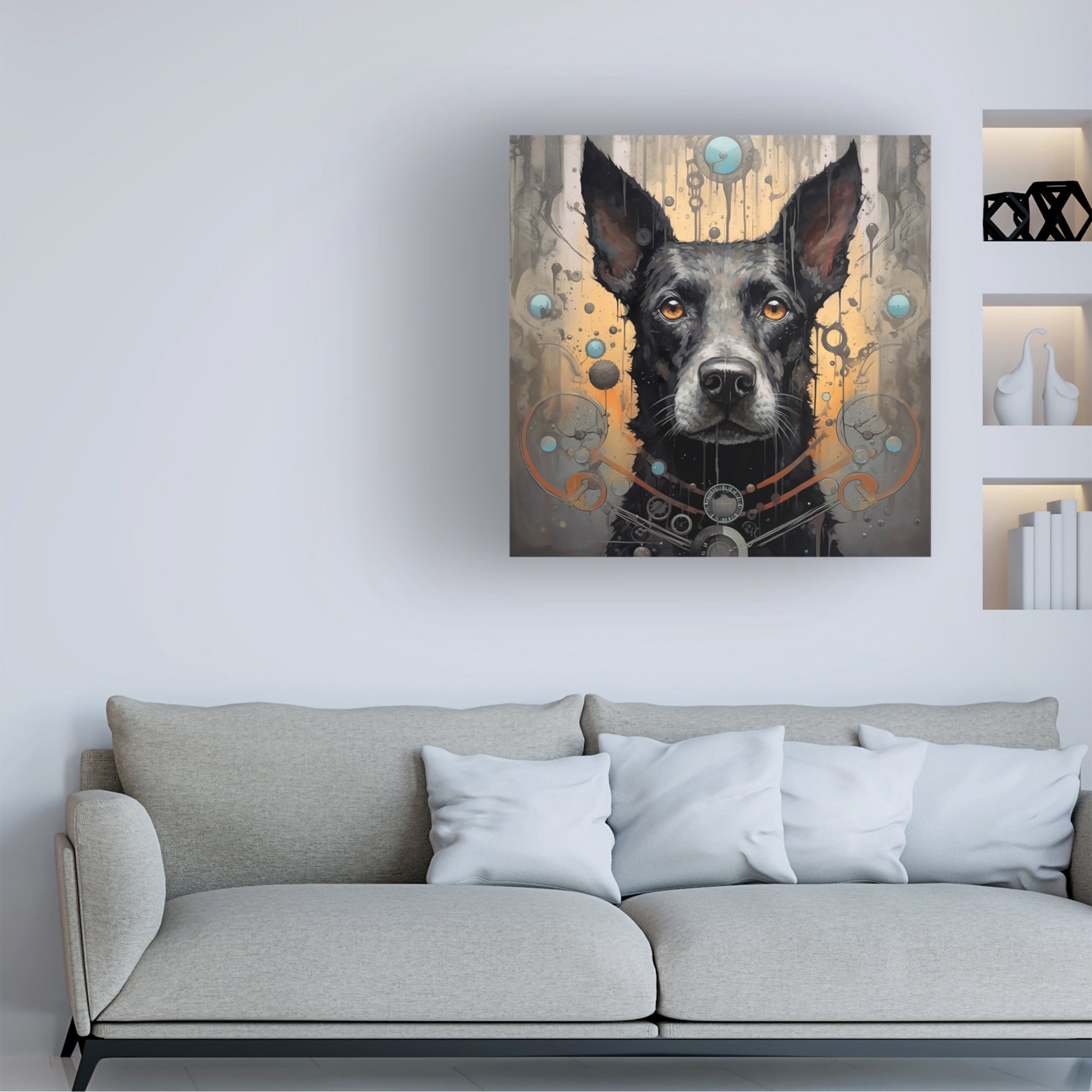 Canvas Wall Art - Ray Heere 'Art Dog 8' Wall Art for Living Room, Bedroom, or Office Décor by Trademark Fine Art - 35 x 35 Inches