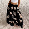 thumbnail image 5 of Floral Tiered Palazzo Pants for Women - High Waist Elastic Wide Leg Trousers, Flowy Boho Beach Bottoms for Women's Summer Vacation & Resort Wear Khaki S, 5 of 8