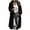 Black-XXL, variant on Women's Autumn Winter Outerwear Long Loose Fit Coat Notched Lapel Button Front Flap Pockets