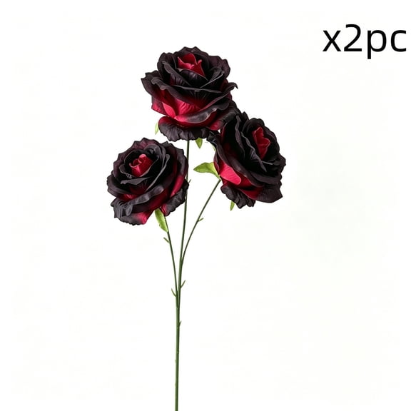Halloween Artificial Rose Stem Gothic Multi-Head Faux Flowers for Vase Decor