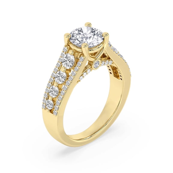 Lab Grown Diamond Engagement Ring For Women | 1 Carat IGI Certified Round Shape FG-VS Center Diamond | 14K Yellow Gold | Eos Spark Ring Friendly Diamonds