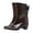 Brown, variant on Camouflage Womens Rain Boots Mid Heel Mid Calf Western Style Rain Footwear Bow Back Design Non Slip Waterproof Rubber Boots For Outdoor And Daily Wear Size 36