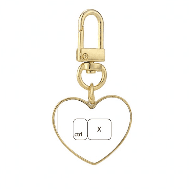 Teclado símbolo Ctrl X Llavero de metal en forma de corazón dorado ...