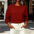 thumbnail image 6 of Meichang Cropped Sweatshirt for Women Plain Crewneck Sweatshirts Fall Long Sleeve Drop Shoulder Pullover Tops Red L, 6 of 8