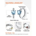 thumbnail image 4 of Pendientes de aro de plata de ley con piedras natales Silvora para mujer. Diamantes creados. Delicada joya de regalo para cumpleaños o Navidad, 4 of 8