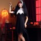 thumbnail image 3 of Fiesta de Halloween Monja Cruz inversa Irregular Borde elástico Vestido largo XL JAMW Sencillez, 3 of 5