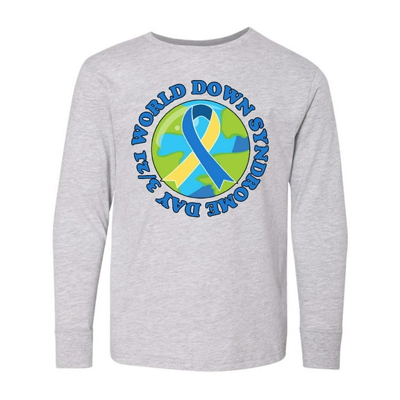 Inktastic World Down Syndrome Day March 21 with Planet Earth Long Sleeve Youth T-Shirt