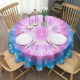 thumbnail image 3 of Colorful Tie Dye Mandala Pattern Round Tablecloth 60"x60",Wrinkle Wipeable Table Cloth for Kitchen Dining Room Picnic Patio Party, 3 of 6