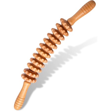 Curved Wood Therapy Massage Roller Tools,Lymphatic Drainage,Massage & Wooden Muscle Roller Stick for Waist and Thigh, Stomach Rolling Massager Tool