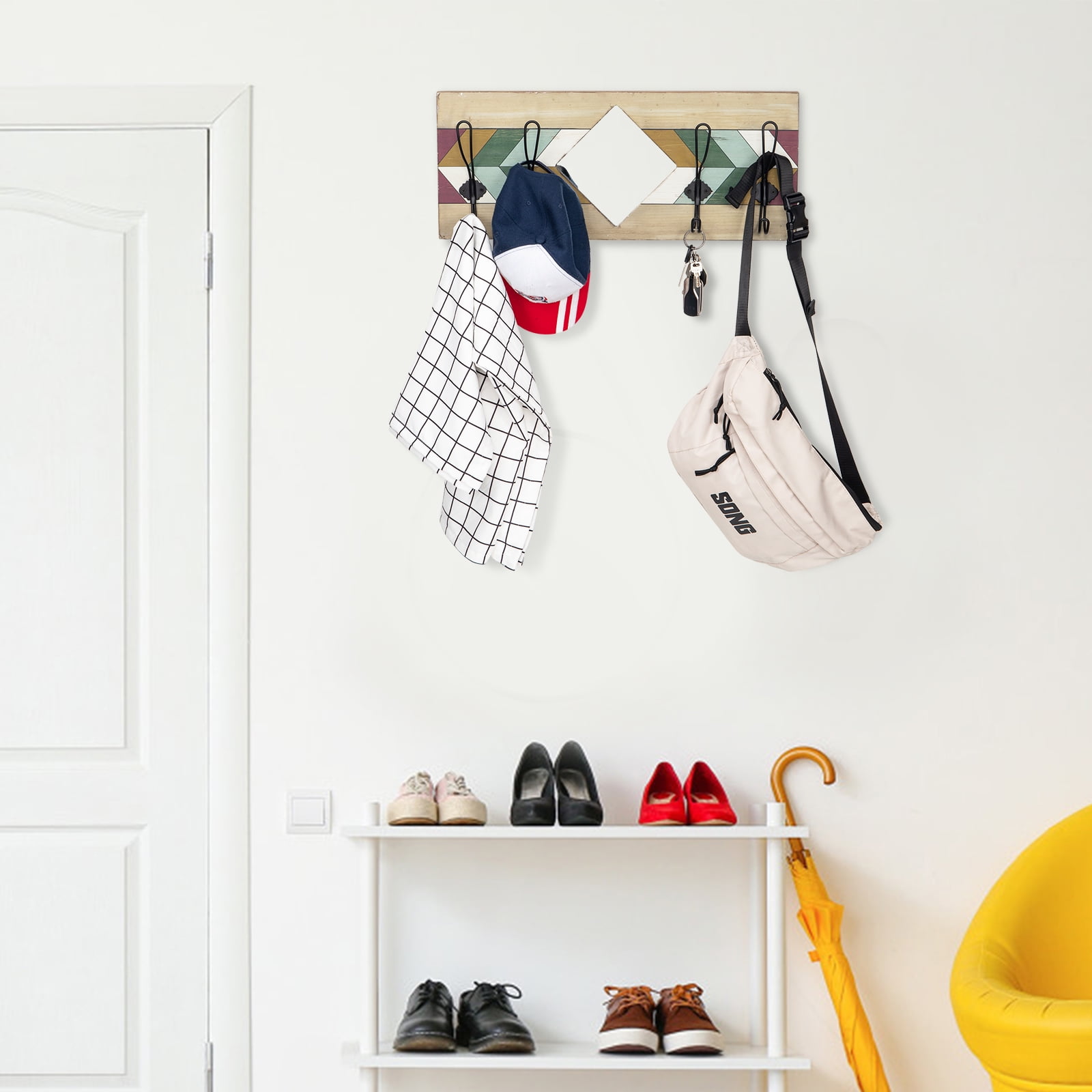Kepooman Key Holder for Wall Self Adhesive Key Hook with 4 Key Hangers for Wall, Key Hanger for Wall Entryway, Hallway, Rustic Wood Kepooman Key Holder for Wall Self Adhesive Key Hook with 4 Key Hangers for Wall, Key Hanger for Wall Entryway, Hallway, Rustic Wood