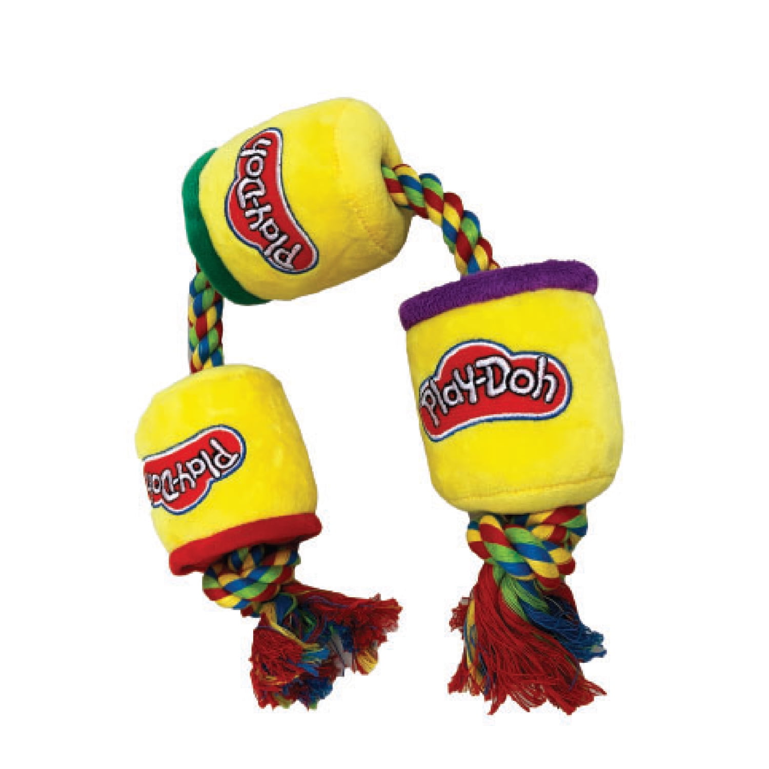 Hasbro Play-Doh Plush Rope Tug Dog Toy, Squeak & Crinkle, 18 inches, Multicolor