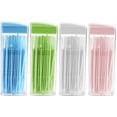 thumbnail image 1 of UPIQNG 200Pcs Plastic Toothpicks Disposable Interproximal Brush Sturdy Double-ended Dental Pick Oral Hygiene Cleaner Tooth Cleaning Tool Random Color, 1 of 7