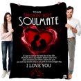 thumbnail image 1 of Personalized Velvet Soulmate Love Blanket - Perfect Gift for Couples on, 1 of 5