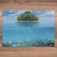 thumbnail image 3 of Ambesonne Tropical Jigsaw Puzzle, Small Island in Ocean, Heirloom-Quality Fun Activity for Family Durable Cardboard, 1000 pcs, Aqua Forest Green, 3 of 5