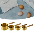 thumbnail image 6 of kowaku 4 Pieces Measuring Cup Set Measuring Baking Set Stainless Steel Durable Measuring Cup Wooden Handle Stackable for Food Syrups B, 6 of 9