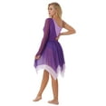 thumbnail image 2 of iEFiEL Womens One Shoulder Sequins Ballet Dance Dress Mesh Long Sleeve Dancewear Purple L, 2 of 7