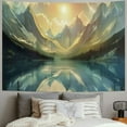 thumbnail image 2 of PRATYUS  Mountain Tapestry, Sunrise Scenario of Meadows Featuring Groovy Mounts with Lake Clouds,Wall Hanging Decor for Bedroom Living Room Dorm, Peach Fawn Painting, 2 of 6