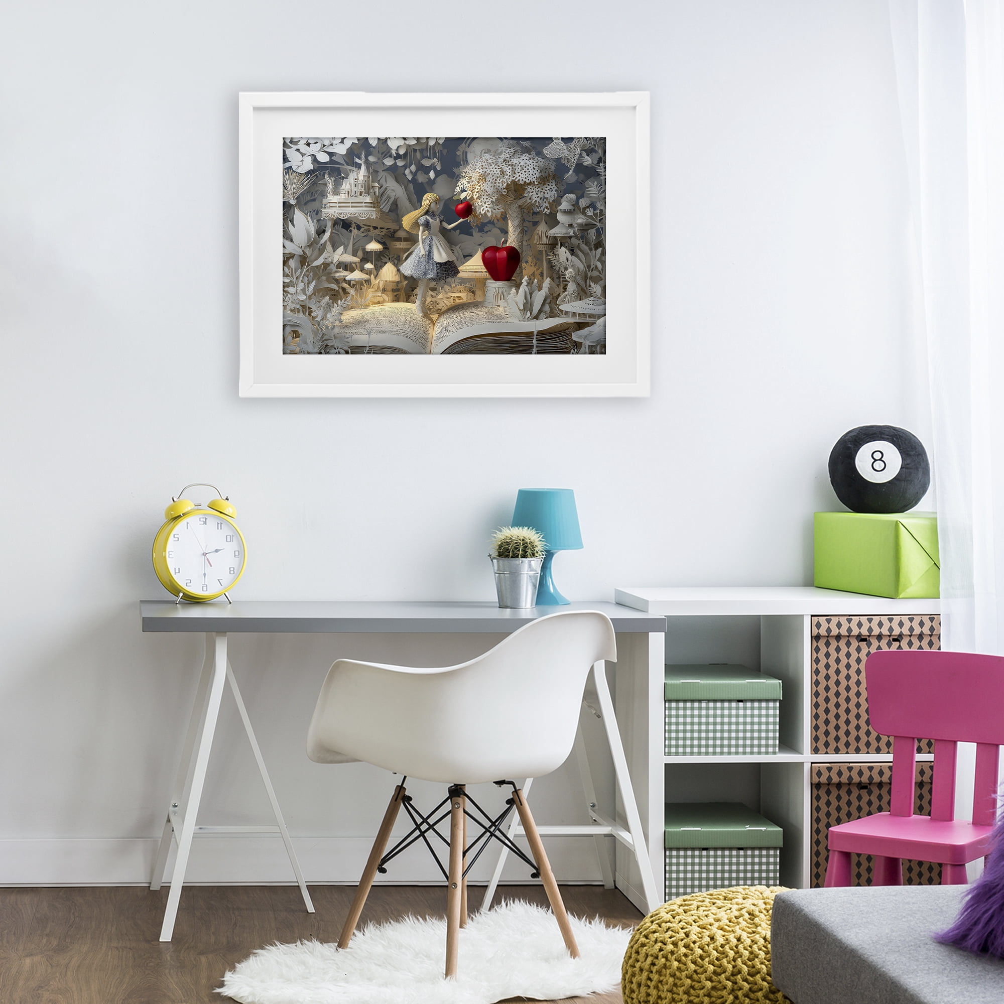 Stupell Industries Fairytale Scene Papercraft White Framed Print Under Glass, design by The Wands Want
