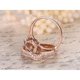 thumbnail image 4 of JeenMata Anillo Curvo Pavé Morganita y Moissanita de Corte Redondo de 1,75 Quilates Creadas en Laboratorio: Conjunto Nupcial de Trío con Halo: Baño de Oro Rosa de 18 K sobre Plata, 4 of 6