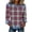 Pink, variant on Tnhcen Women's Plaid Flannel Shirt with Denim Collar, Long Sleeve Casual Top, Vintage Button Down Blouse for Fall, Soft Fleece Lining, Sizes S-2XL
