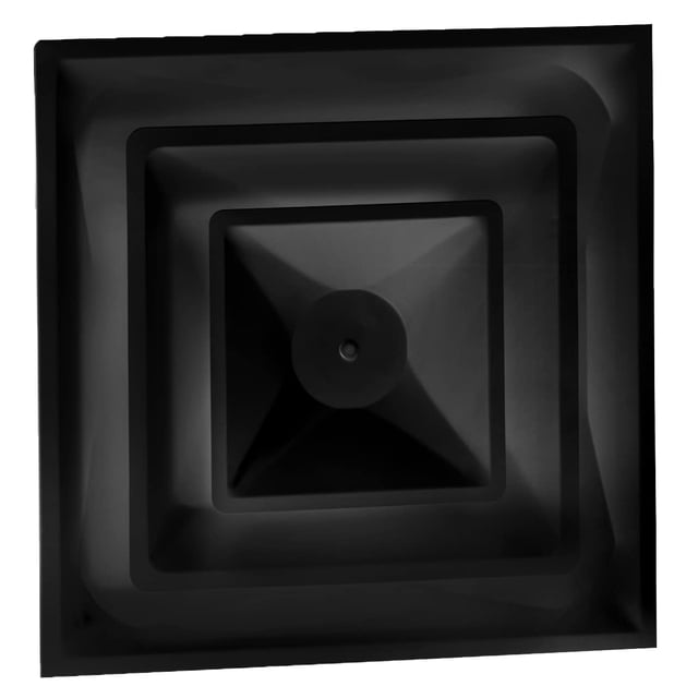 Drop Ceiling HVAC Supply Grille - for T-Bar Lay-in - 2 Coned - 24" x 24" - for 12" Vent Connection - Black