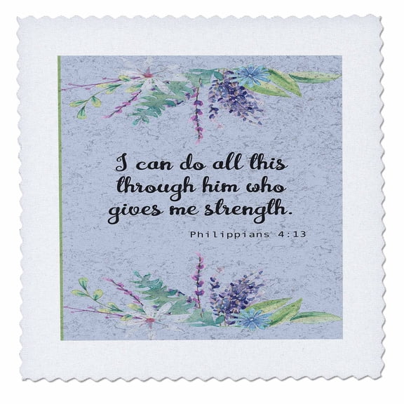 3dRose, Bible quote from Philippians on graphic background, 12x12 inch quilt square