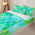 thumbnail image 2 of Manfei Ocean Mermaid Zipper Full Size Comforter Sets with Fitted Sheet and 2 Pillowcases, Ink Scale Blot Zipper Bedding Set, Teal Green, Polkadot Reversible, 4pcs, 2 of 7