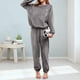 thumbnail image 3 of Conjuntos de para mujer Ropa de dormir Camisón Acogedor Manga larga, Cuello redondo, Invierno Franela Fleece Baggy Warm, Lounge para el Salvador Pijama de salón, 3 of 8