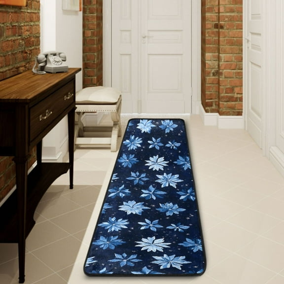 Ryvnso Snowflake on Christmas Hallway Runner Rugs Floor Carpet Non Slip Entryway Mat 2' x 6'