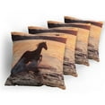 thumbnail image 5 of Ambesonne Animal Throw Pillow Cover 4 Pack, Horse Sea at Sunset, 20", Salmon Dark Brown, 5 of 7