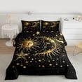 thumbnail image 2 of Manfei Bohemian Moon Sun Bedding Comforter Set, Black Gold Stars Print Twin Comforter Sets, Hippie Tribal Galaxy Reversible Bedding Set, Breathable Home Decor, 2pcs, 2 of 8