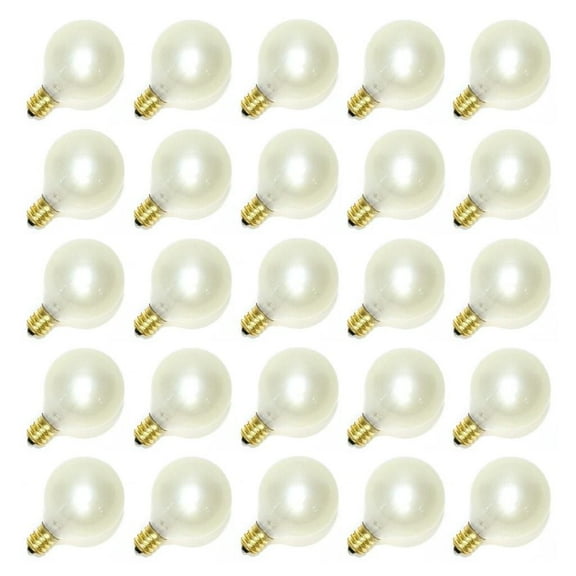 Sival 40122 - G40 Candelabra Screw Base Pearl White (25 pack) Christmas Light Bulbs