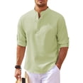 thumbnail image 6 of Men's Casual Shirt Long Sleeve Stand Collar Solid Color Shirt Mens Clothing, 6 of 10