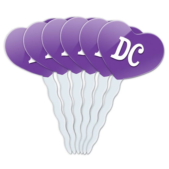 DC Heart Love Cupcake Picks Toppers - Set of 6