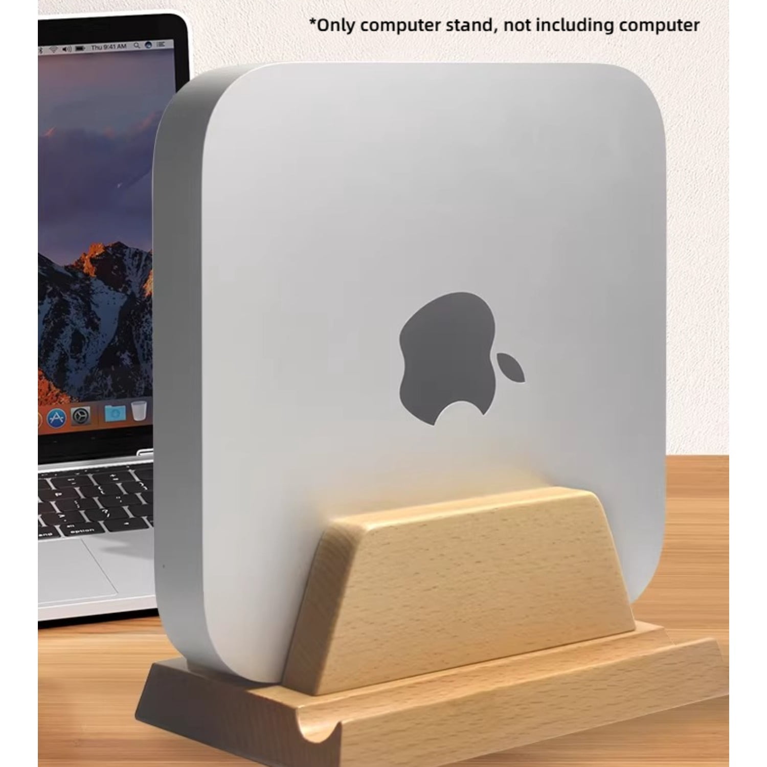 Walnut Wood Vertical Laptop Stand for MacBook, Solid Wood Desktop Holder for Gaming Laptops