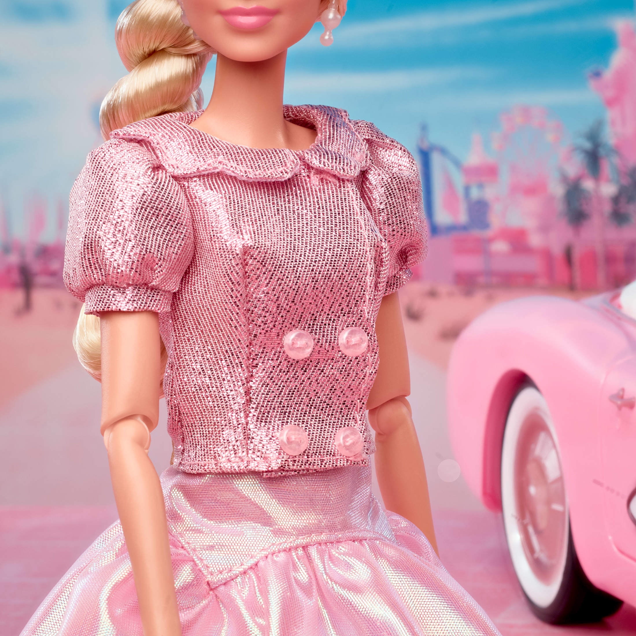 Barbie The Movie Doll, Margot Robbie as Barbie, Collectible Doll Wearing Pink Blouse & Skirt Set