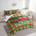 thumbnail image 3 of Manfei Rustic Farmhouse Truck Bedding Comforter Set 7pcs, Merry Christmas Queen Bedding Sets, Red Green Buffalo Reversible Queen Sheet Sets, Microfiber Bedroom Decor, 3 of 7