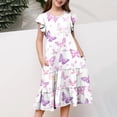 thumbnail image 5 of ATOGUTA Girls Formal Dress Ruffle Sleeve Tiered Swings A-Line Cute Midi Casual Sundress Size 4T-13. Multicolor, 5 of 5
