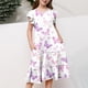 thumbnail image 5 of Vestido de verano para niña, de manga corta, con cuello redondo y estampado floral, de poliéster, con bolsillos y volantes., 5 of 5