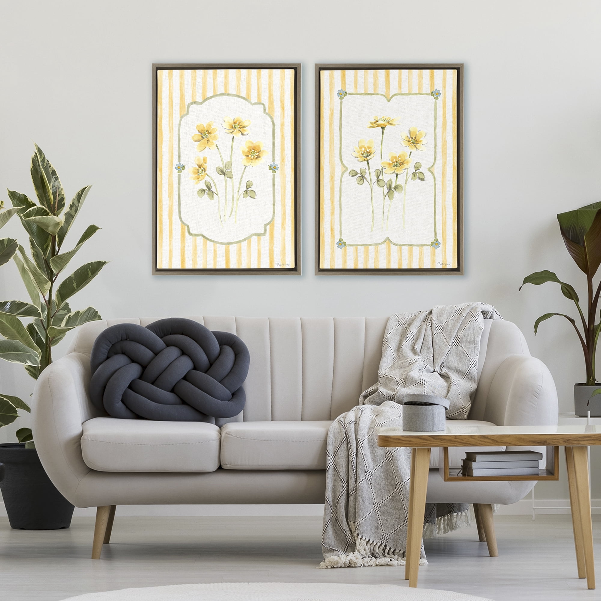 Stupell Industries Sweet Honey Blooms 2 Piece Brown Framed Floater Canvas Set, design by Beth Grove