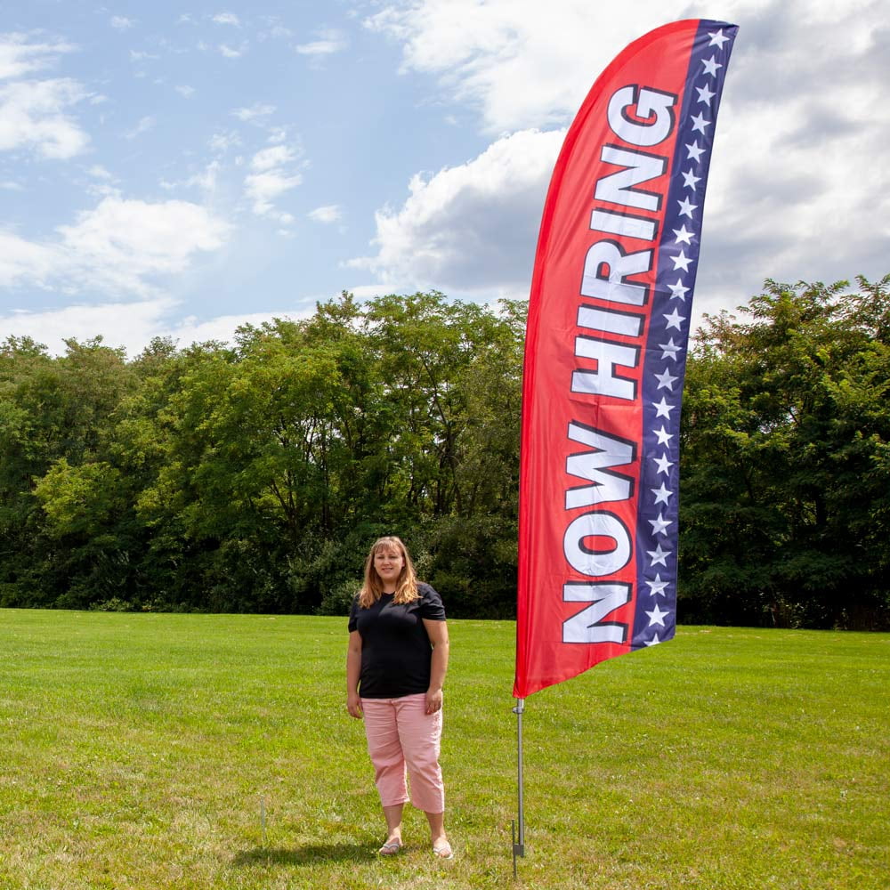Vispronet Now Hiring Feather Flag 3 Pack, 13.5ft, Red, White, and Blue