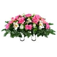 thumbnail image 6 of Sympathy Silks Artificial Cemetery Flowers Pink with White Orchid Mix 2 Bouquets & Saddle, 6 of 6