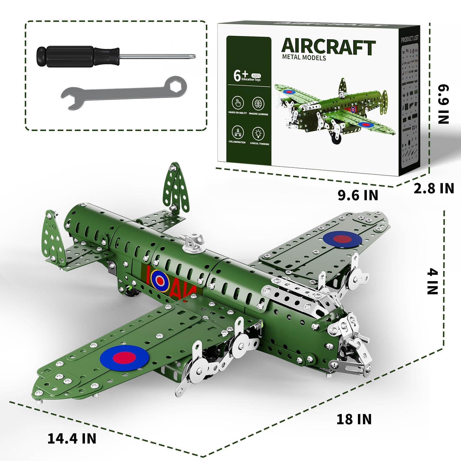 KukuFun Stem Building Projects Model Airplane Set, 389 Pcs Science Kit Educational Plane Toys for Kids Boys 8-12-16 Years Old