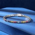 thumbnail image 2 of QQTDFG Womens 18K White Gold Plated 3mm Colorful Zircon Octagonal BuckleTennis Bracelet-8.5", 2 of 5