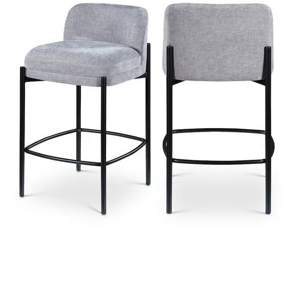 Meridian Furniture Burton Grey Chenille Fabric Stool (Set of 2)