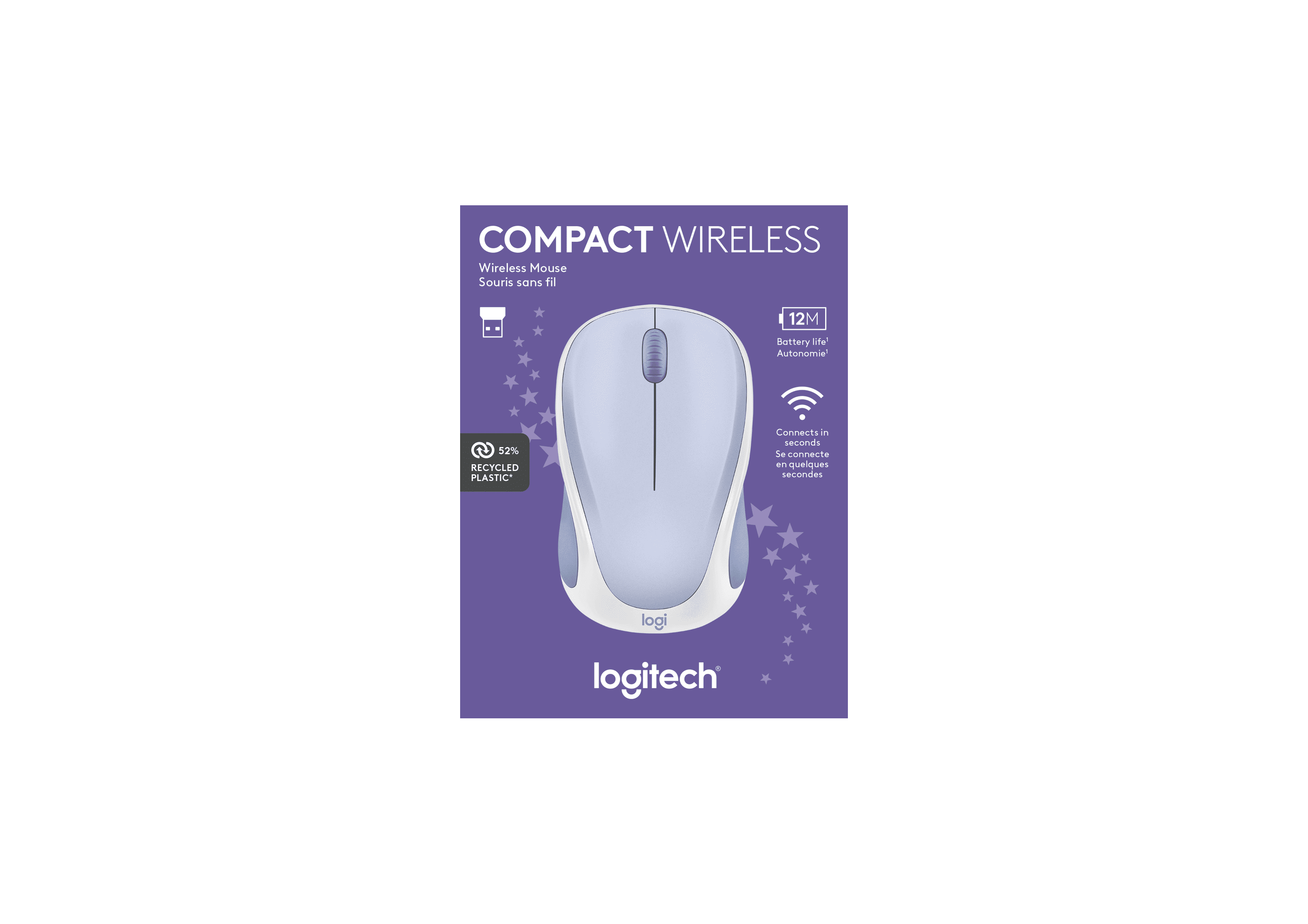 Logitech Compact Wireless Mouse, Lilac