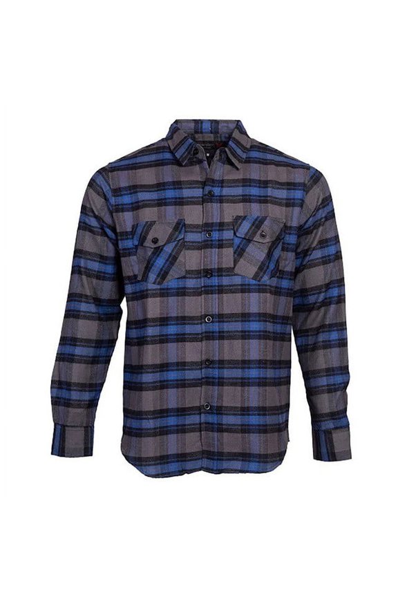 Men's Shirt Flannel Casual Button-Down Shirts Long Sleeve Cotton Shirt Royal Blue X-Large