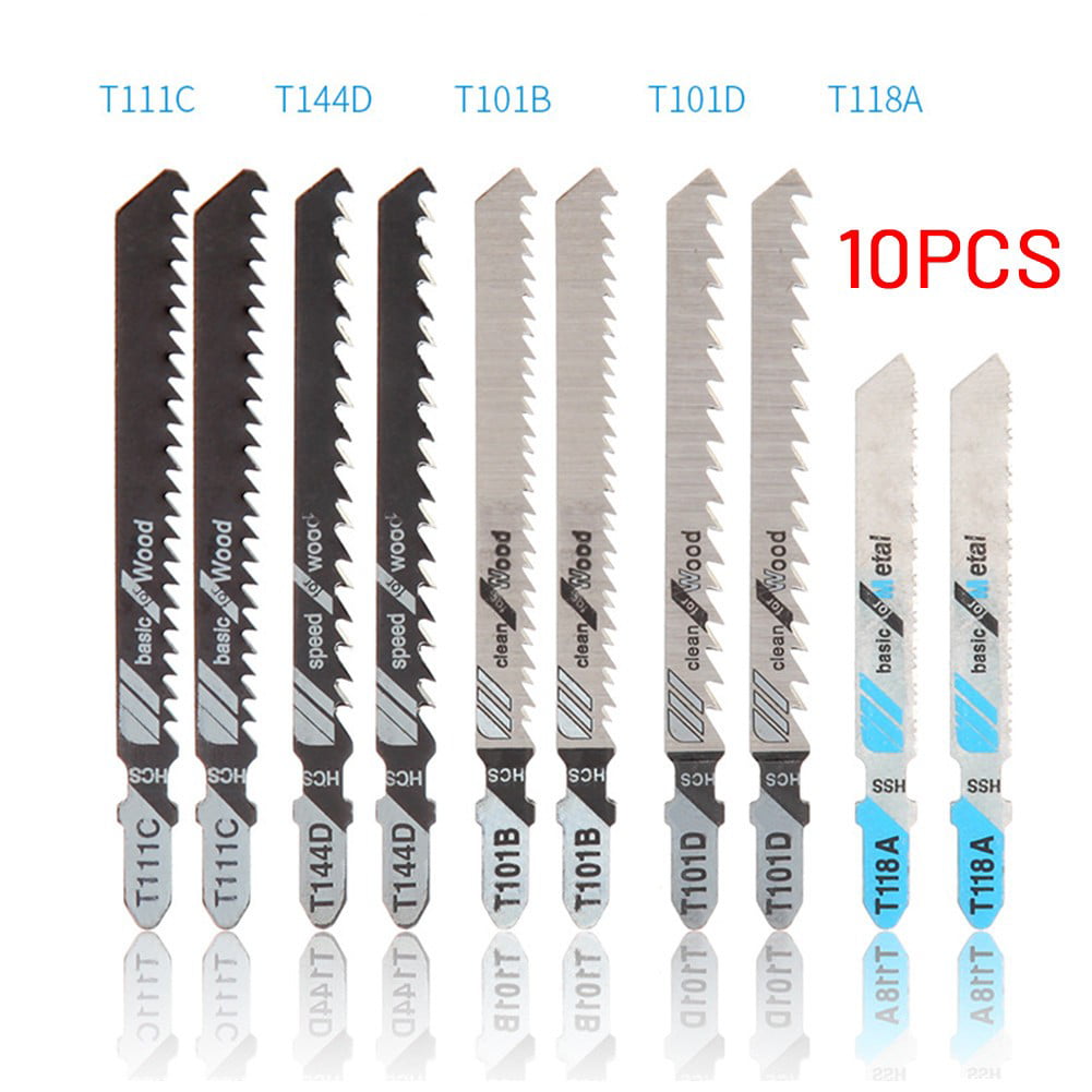 10PCS Jig Saw Jigsaw Blades Set Metal Wood Assorted Blades T-Shank 