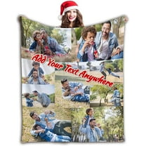 Personalised Blanket Custom Blanket with Photos Text.Custom Blanket with 1-9 Photo Collages.Flannel Blankets for Family Birthday Wedding Gift Fits Couch Sofa Bedroom Living Room-80cmX120cm