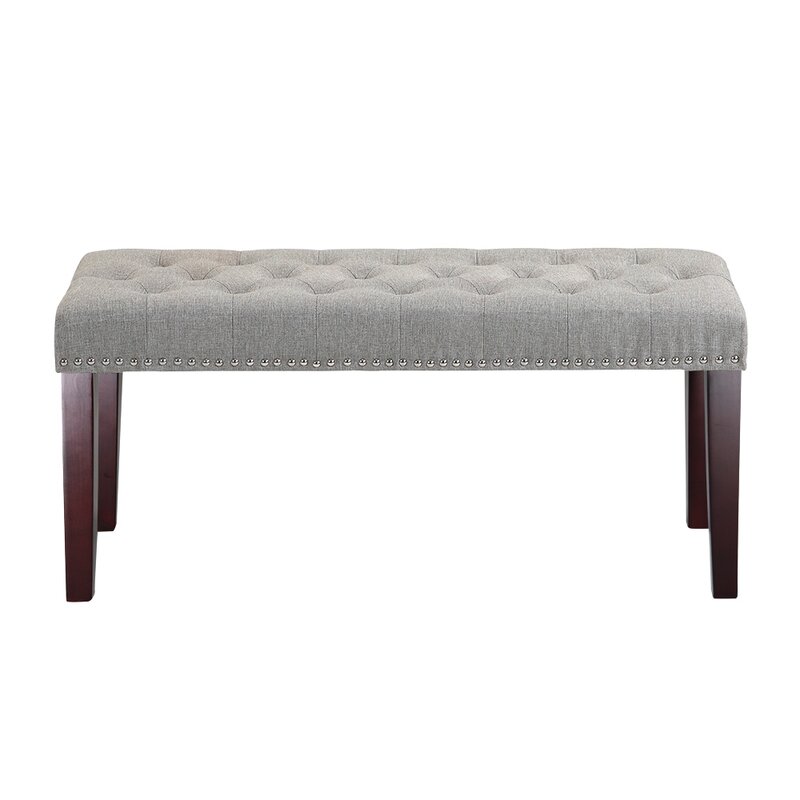 Abble W 37 in. x H 17.3 in. Beige Fabric Upholstered Bench with Button-Tufted Seat